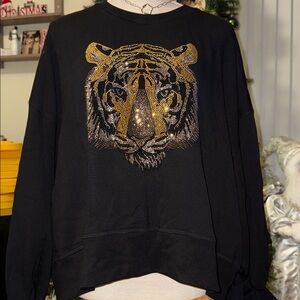 ☃️BOGO50%☃️🆕🖤EXPRESSED SOCIETY: BLACK Stone Tiger Crew Neck Sweatshirt SMALL